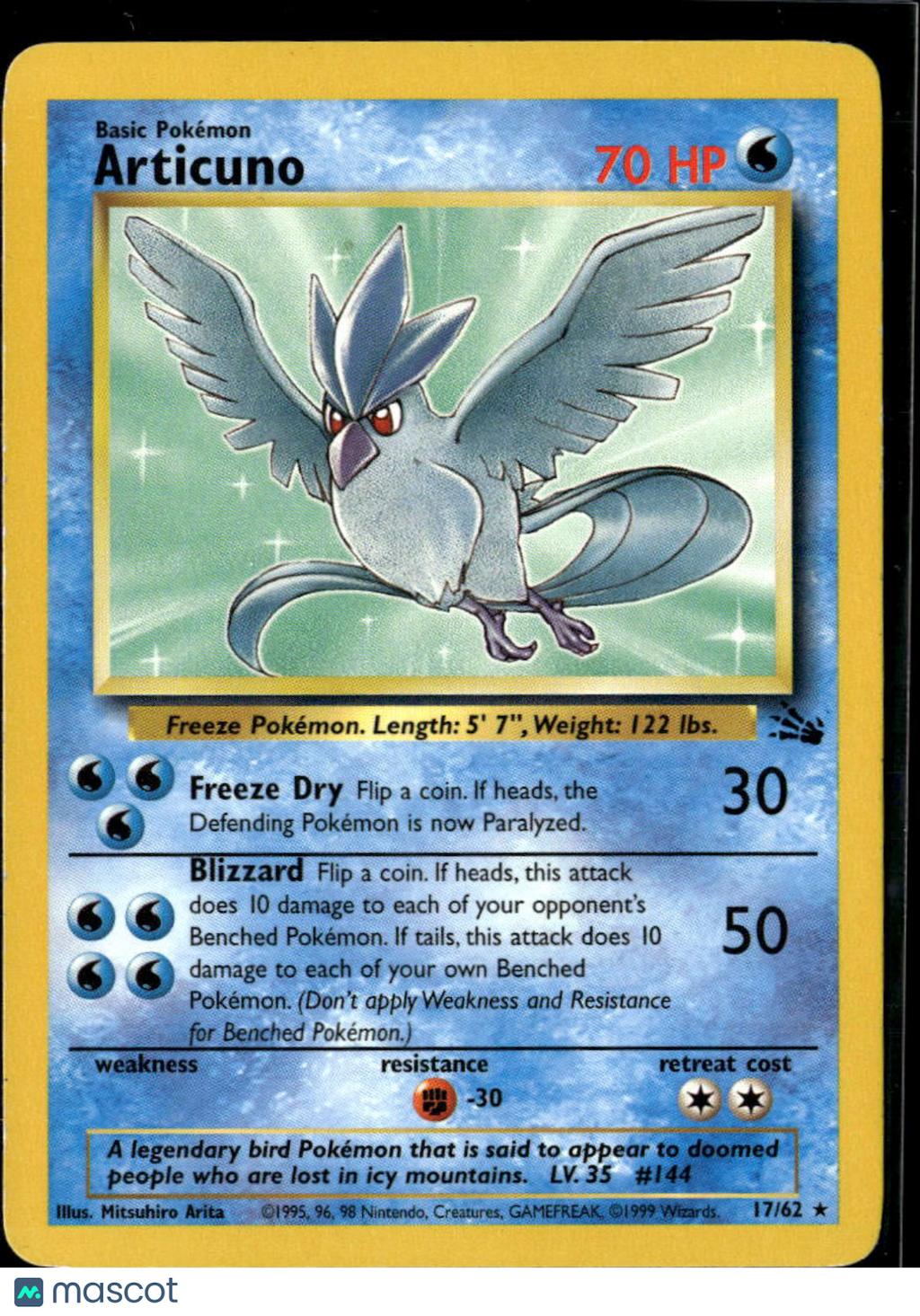 Articuno 1999 Fossil Rare #17/62