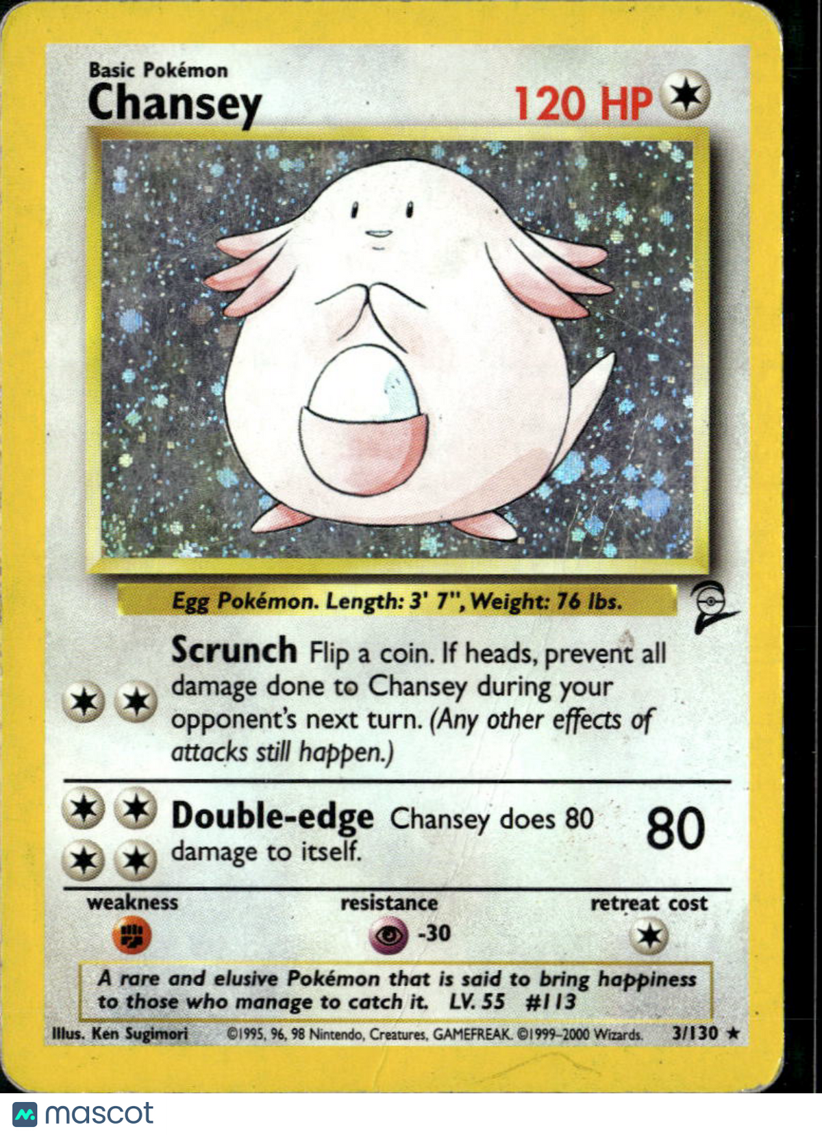 Chansey 2000 Base Set 2 Holo Rare #3/130