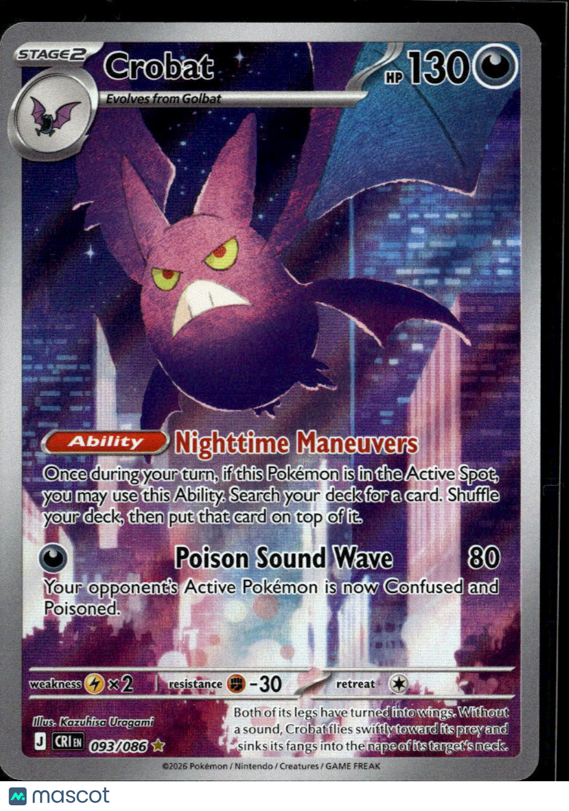 Crobat 2026 Chaos Rising Holo Secret Rare #93/86