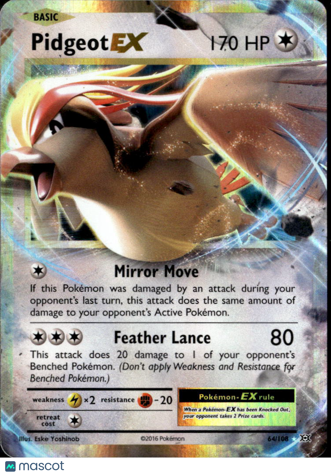 Pidgeot EX 2016 Evolutions Holo Rare UR #64/108