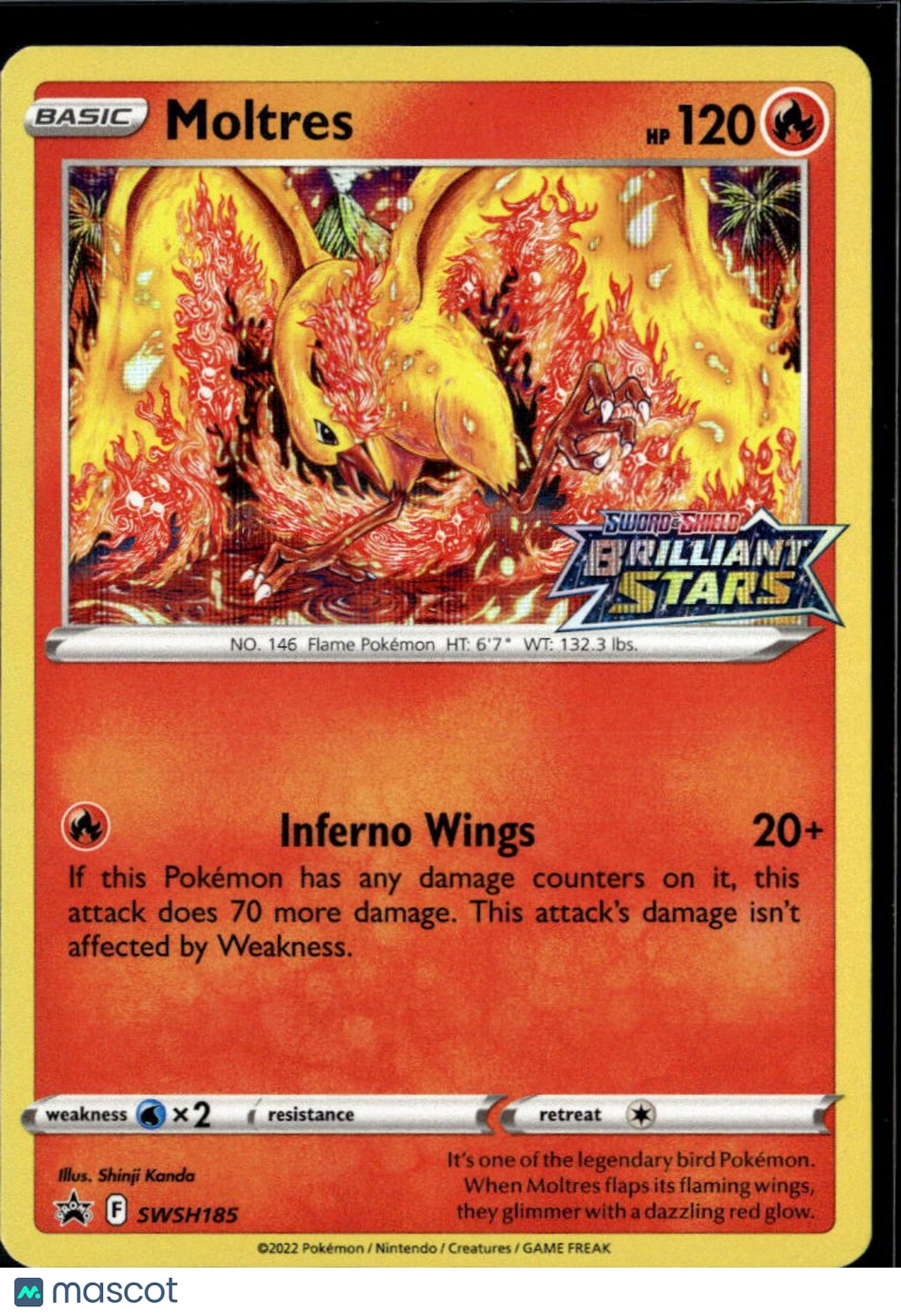 Moltres 2022 Brilliant Stars Holo Black Star Promo #SWSH185