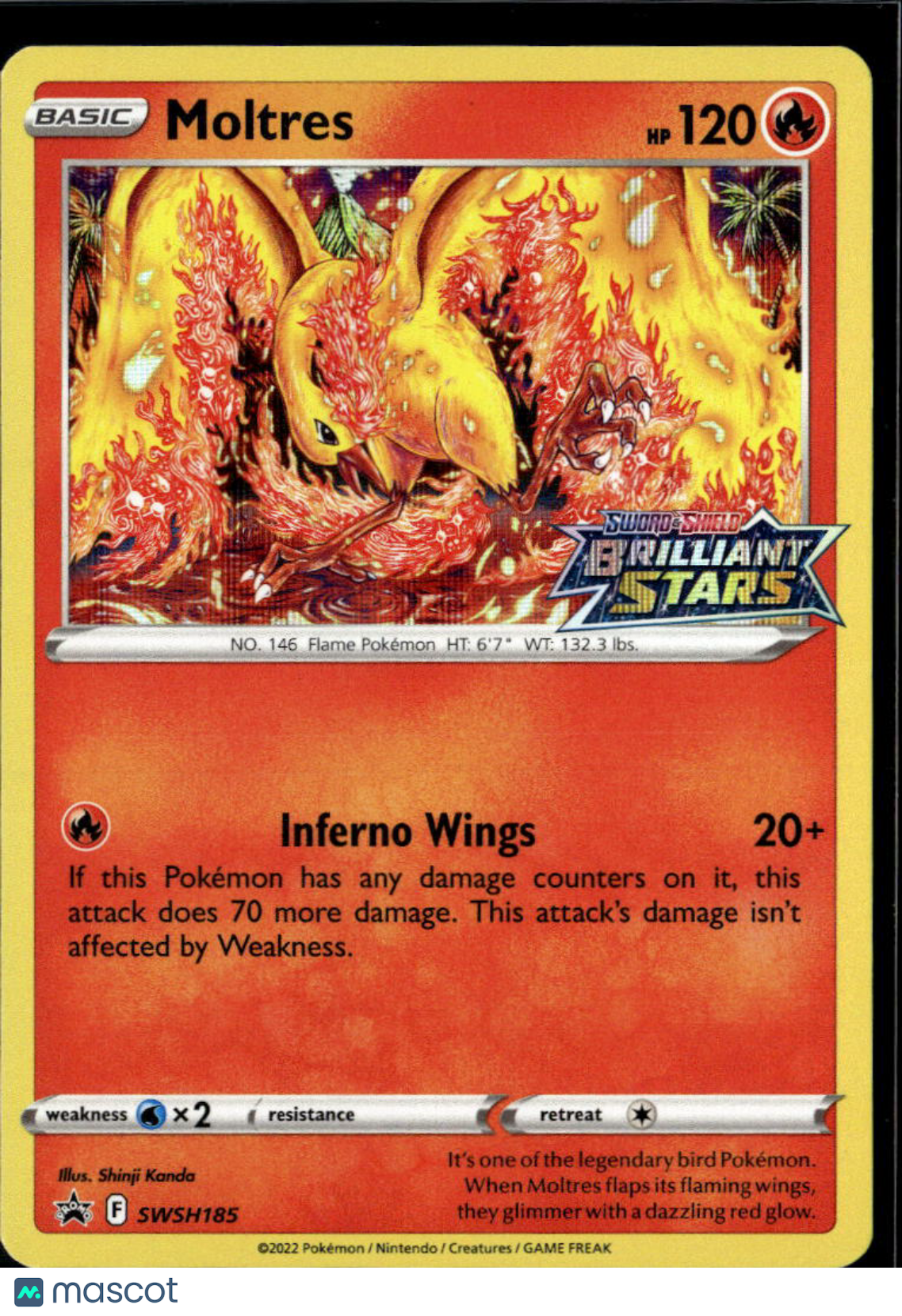 Moltres 2022 Brilliant Stars Holo Black Star Promo #SWSH185