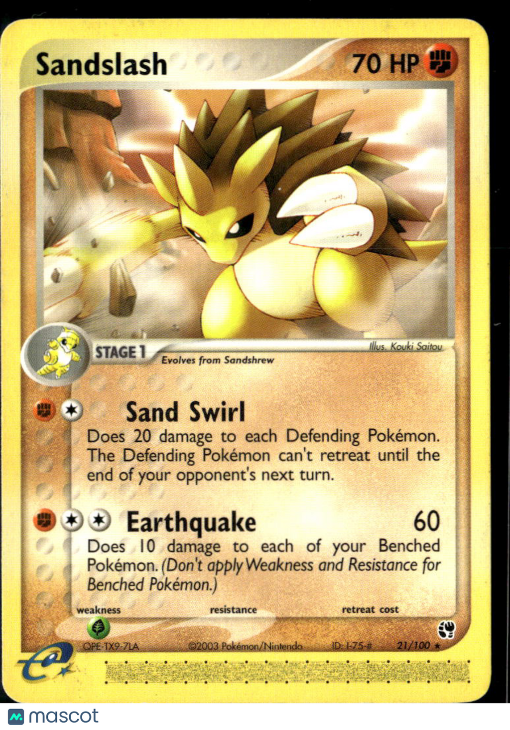 Sandslash 2003 EX Sandstorm Rare #21/100