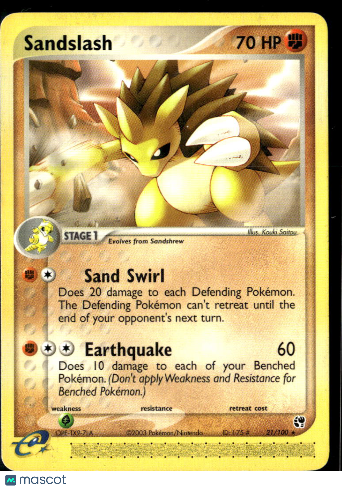 Sandslash 2003 EX Sandstorm Rare #21/100
