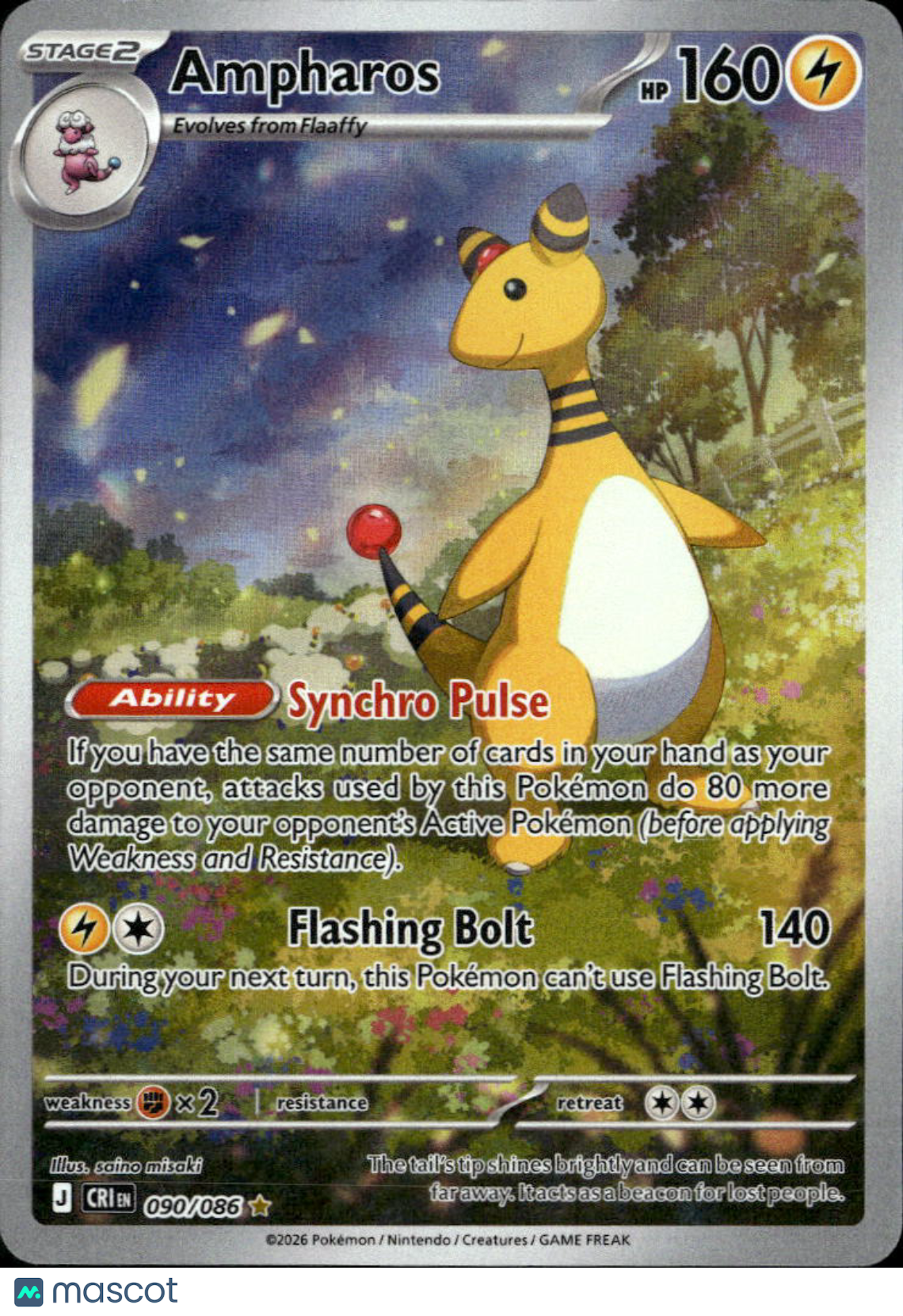 Ampharos 2026 Chaos Rising Holo Secret Rare #90/86