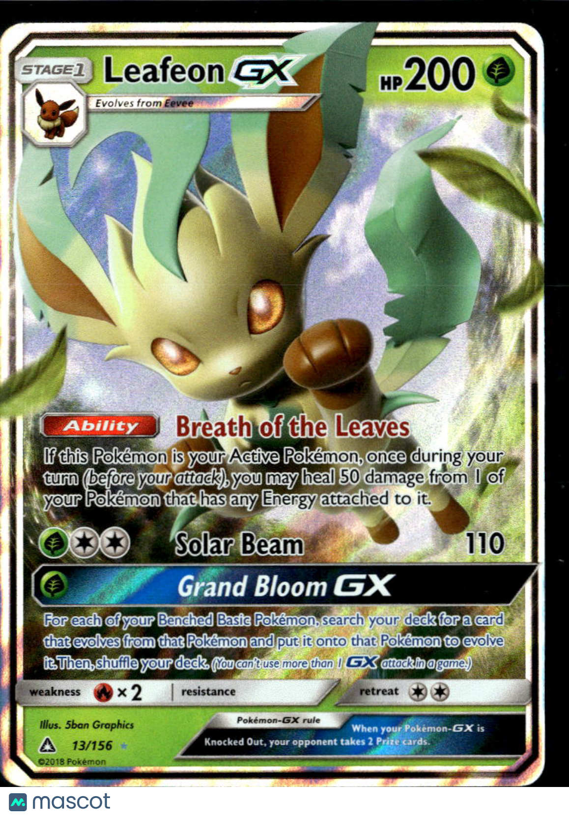 Leafeon GX 2018 Ultra Prism Holo Ultra Rare #13/156