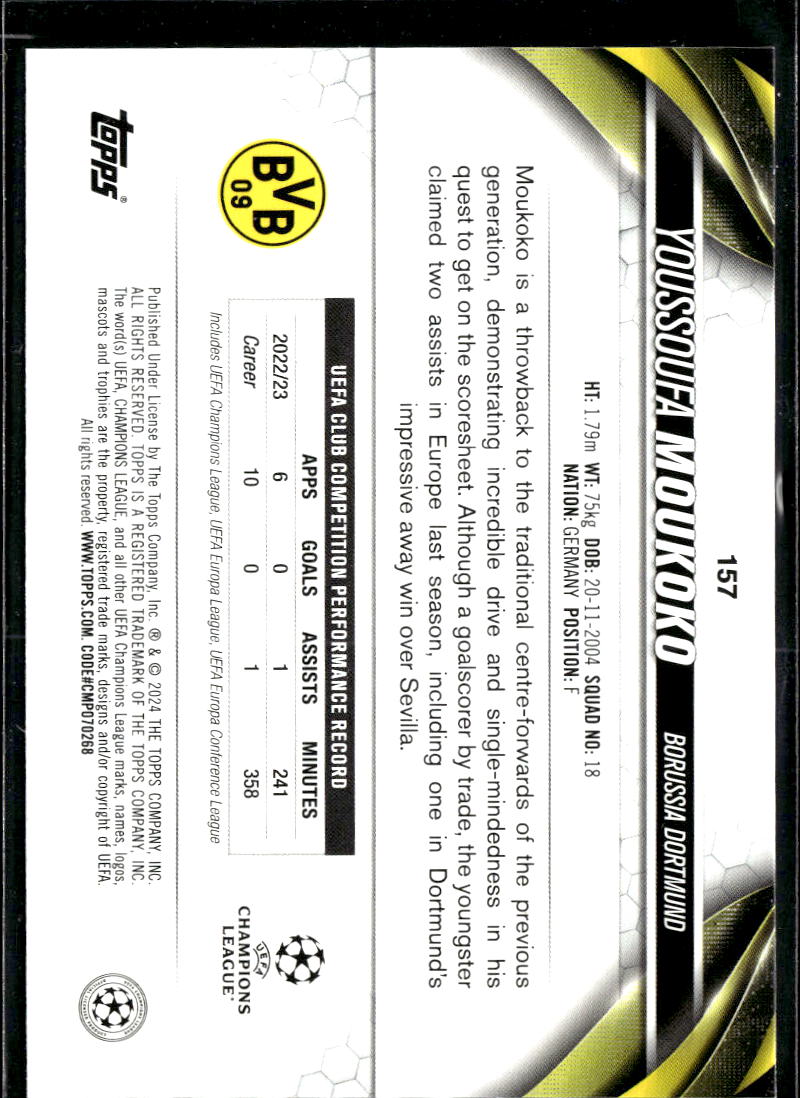 Youssoufa Moukoko 2024 Topps UEFA Club Yellow Star Ball Borussia Dortmund