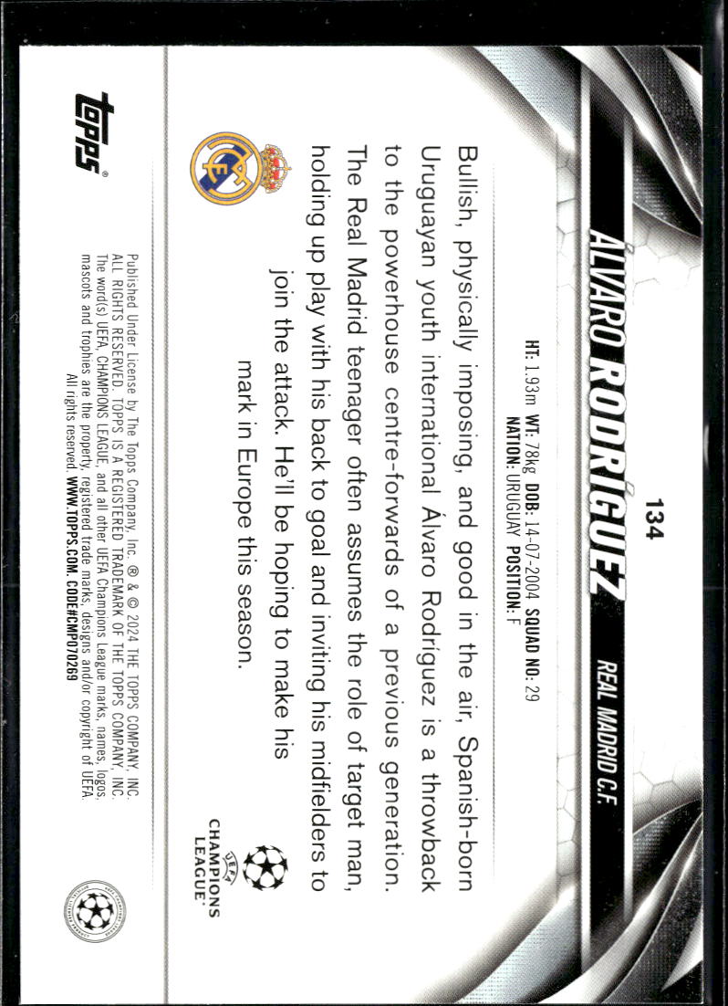 Alvaro Rodríguez 2024 Topps UEFA Yellow Star Ball Real Madrid C.F.