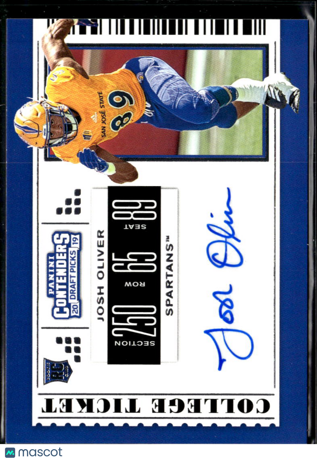 Josh Oliver 2019 Contenders Draft Auto Autograph RC San Jose State Spartans