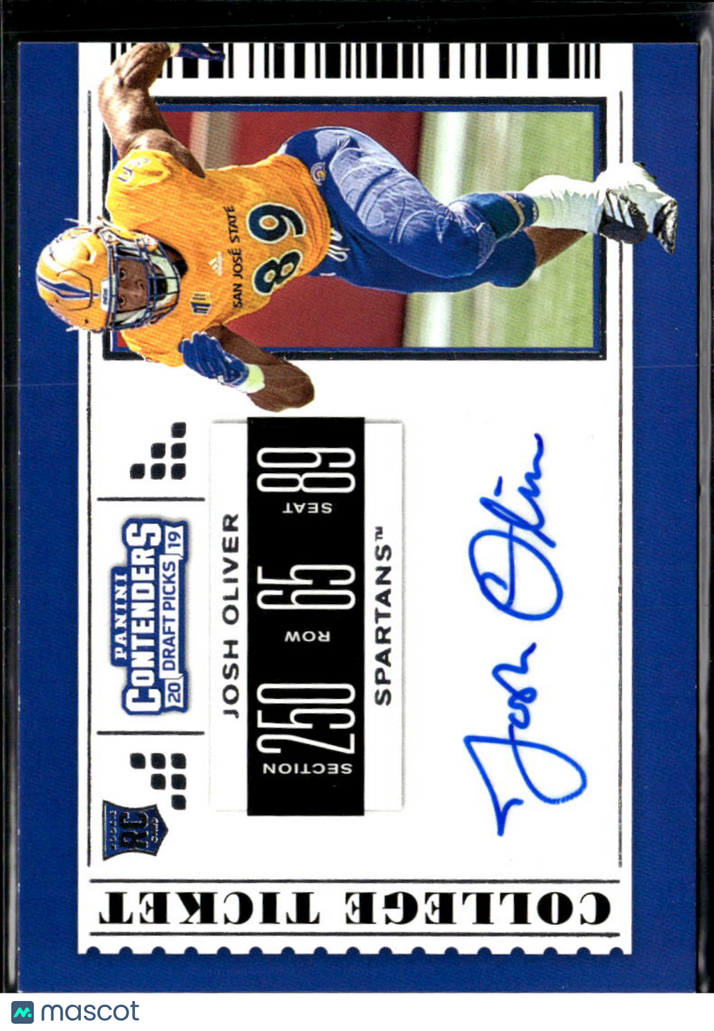 Josh Oliver 2019 Contenders Draft Auto Autograph RC San Jose State Spartans