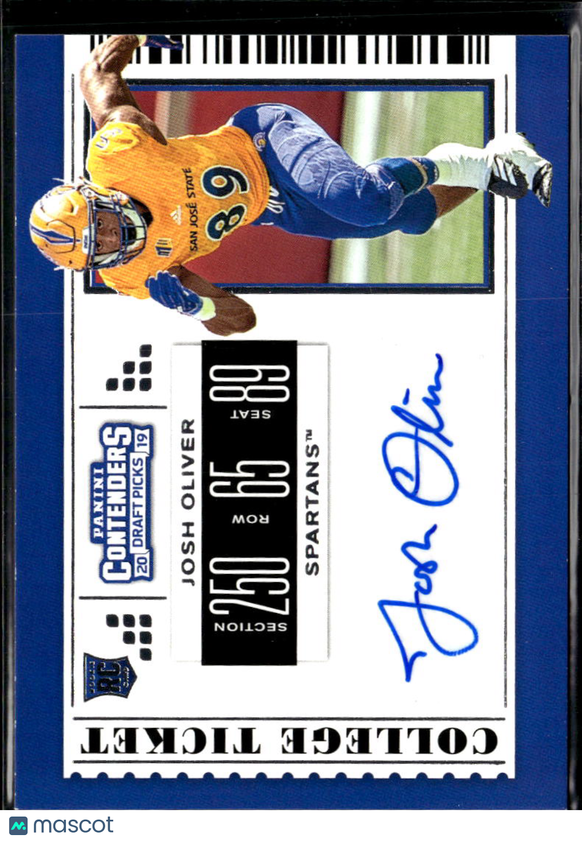 Josh Oliver 2019 Contenders Draft Auto Autograph RC San Jose State Spartans