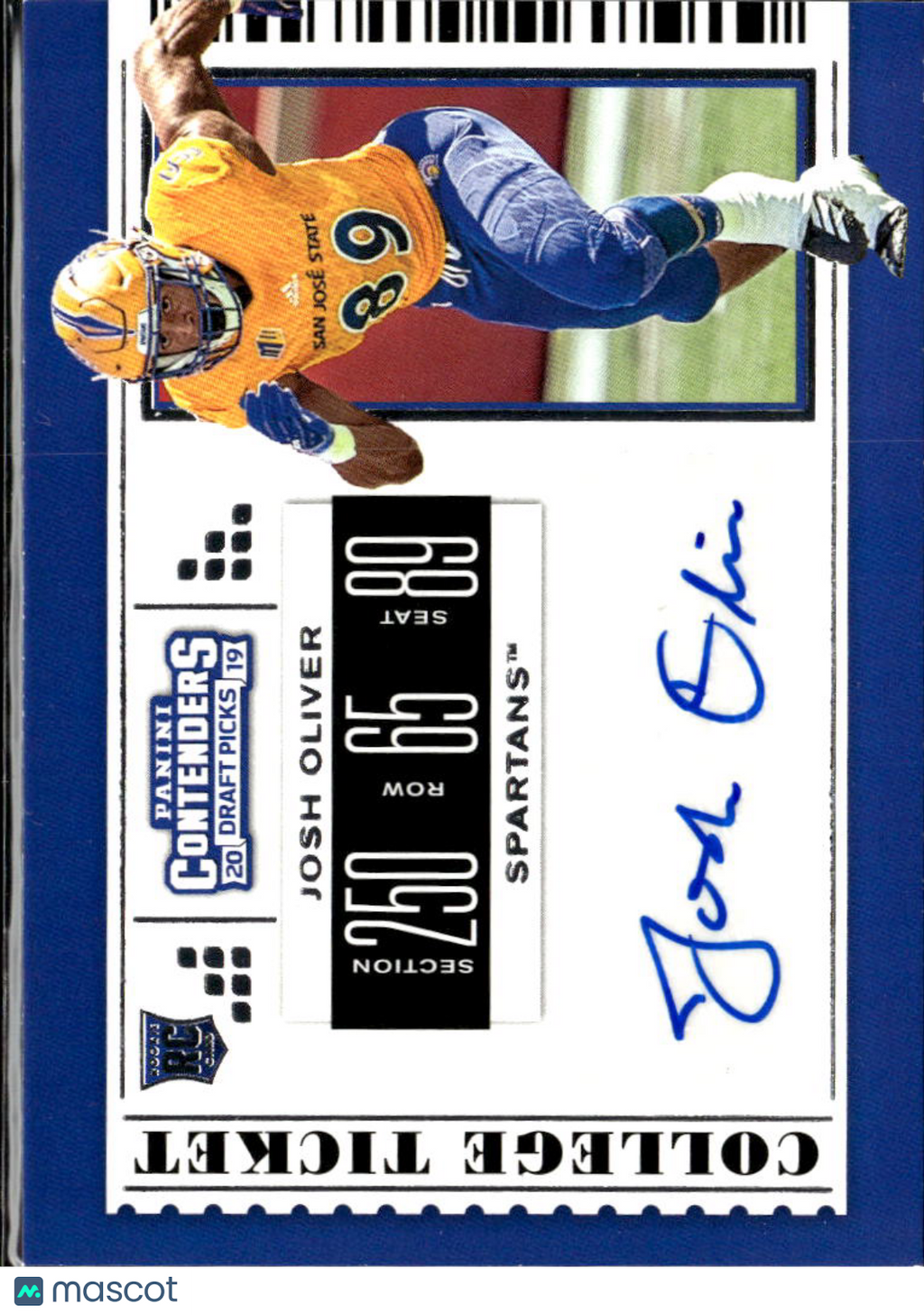 Josh Oliver 2019 Contenders Draft Auto Autograph RC San Jose State Spartans