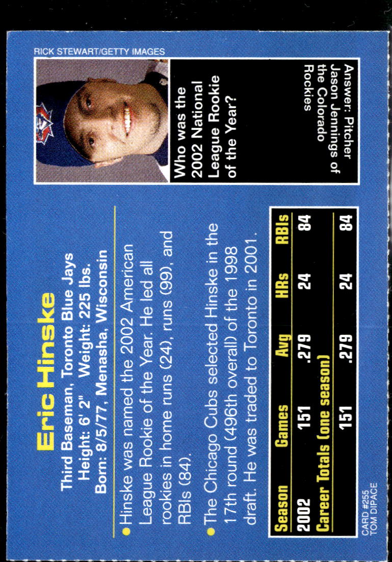 Eric Hinske 2003 Sports Illustrated for Kids Card Toronto Blue Jays