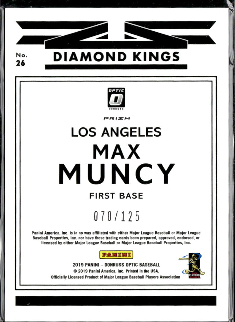 Max Muncy 2019 Optic Diamond Kings Purple Stars /125 Los Angeles Dodgers