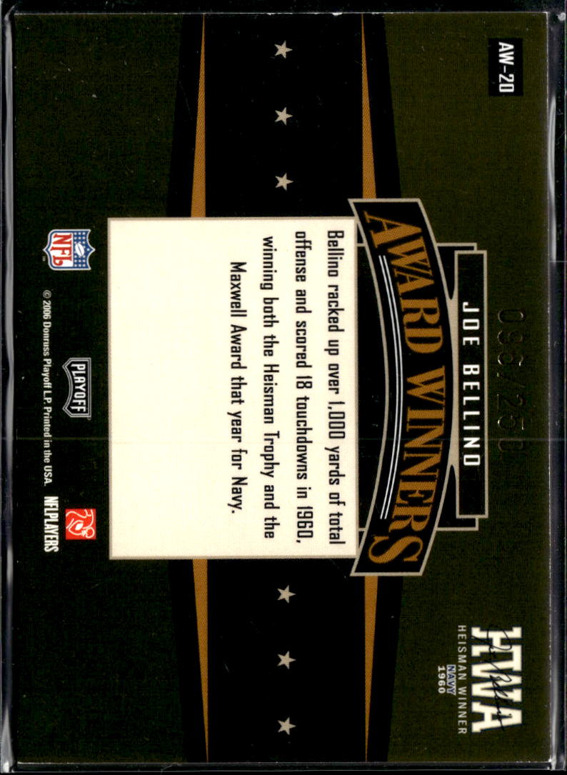 Joe Bellino 2006 Playoff Contenders Award Winners /250 Navy Midshipmen