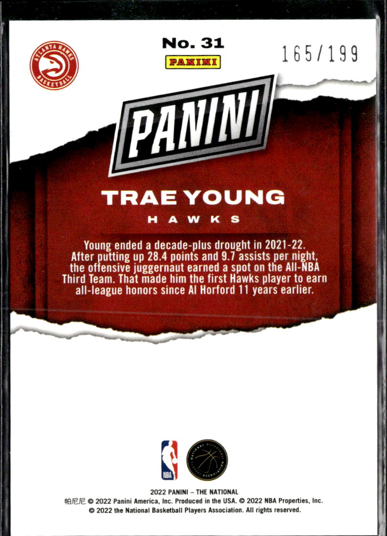 Trae Young 2022 Panini The National Orange 165/199 Atlanta Hawks