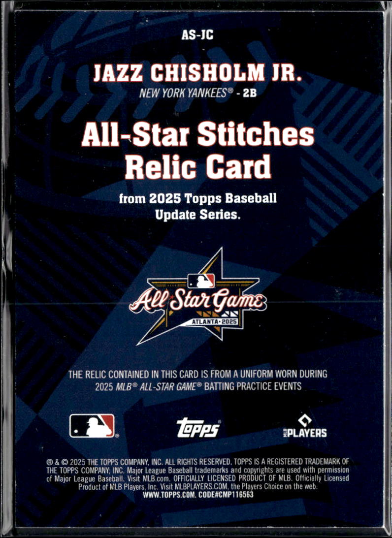 Jazz Chisholm Jr. 2025 Topps All-Star Jersey Patch New York Yankees