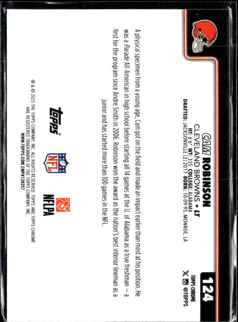 Cam Robinson 2025 Topps Chrome Neon Pulse Refractor Cleveland Browns