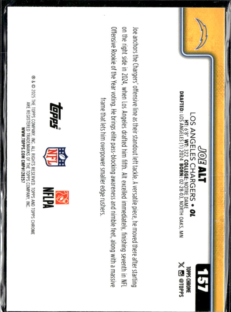 Joe Alt 2025 Topps Chrome Neon Pulse Refractor Los Angeles Chargers