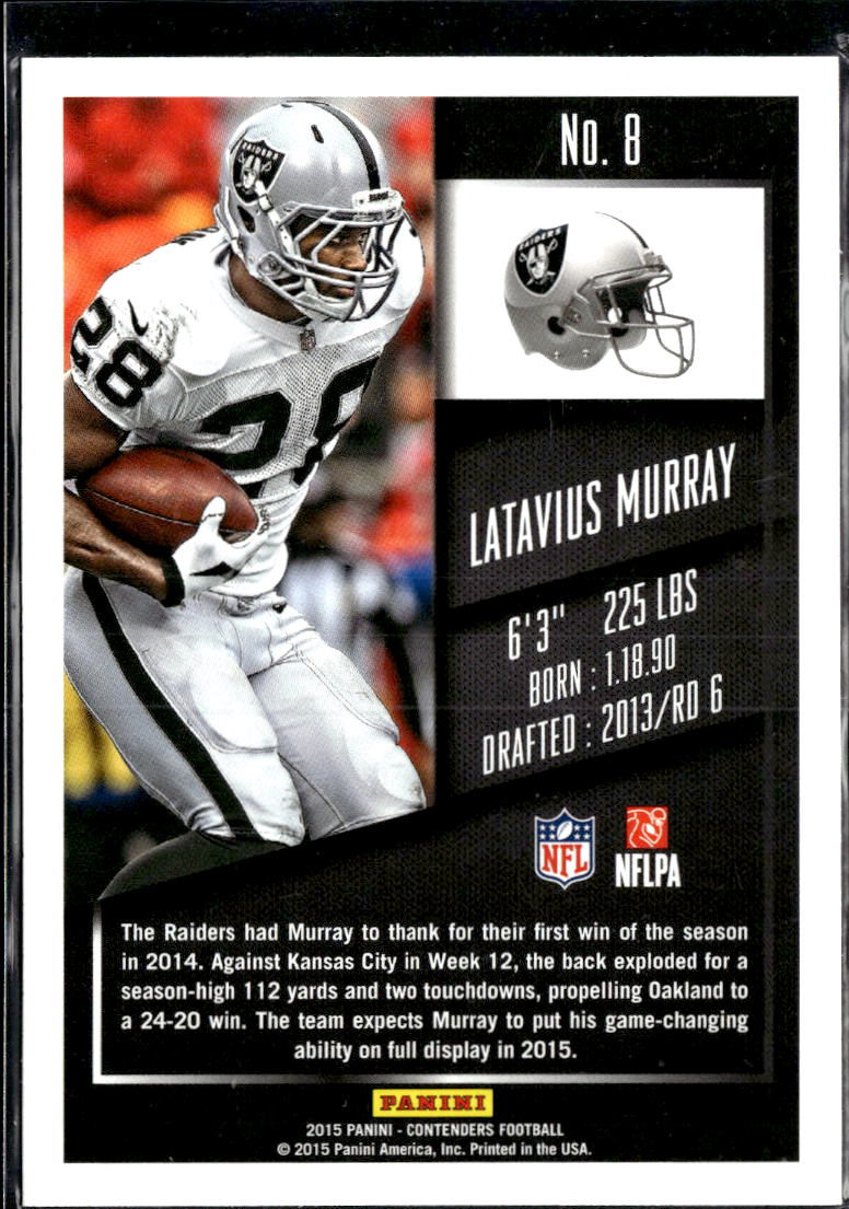 Latavius Murray 2015 Panini Contenders Missing Foil Error Card Oakland Raiders