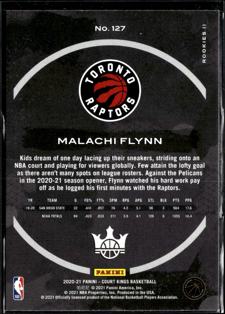 Malachi Flynn 2021 Panini Court Kings Rookie Level II RC Toronto Raptors