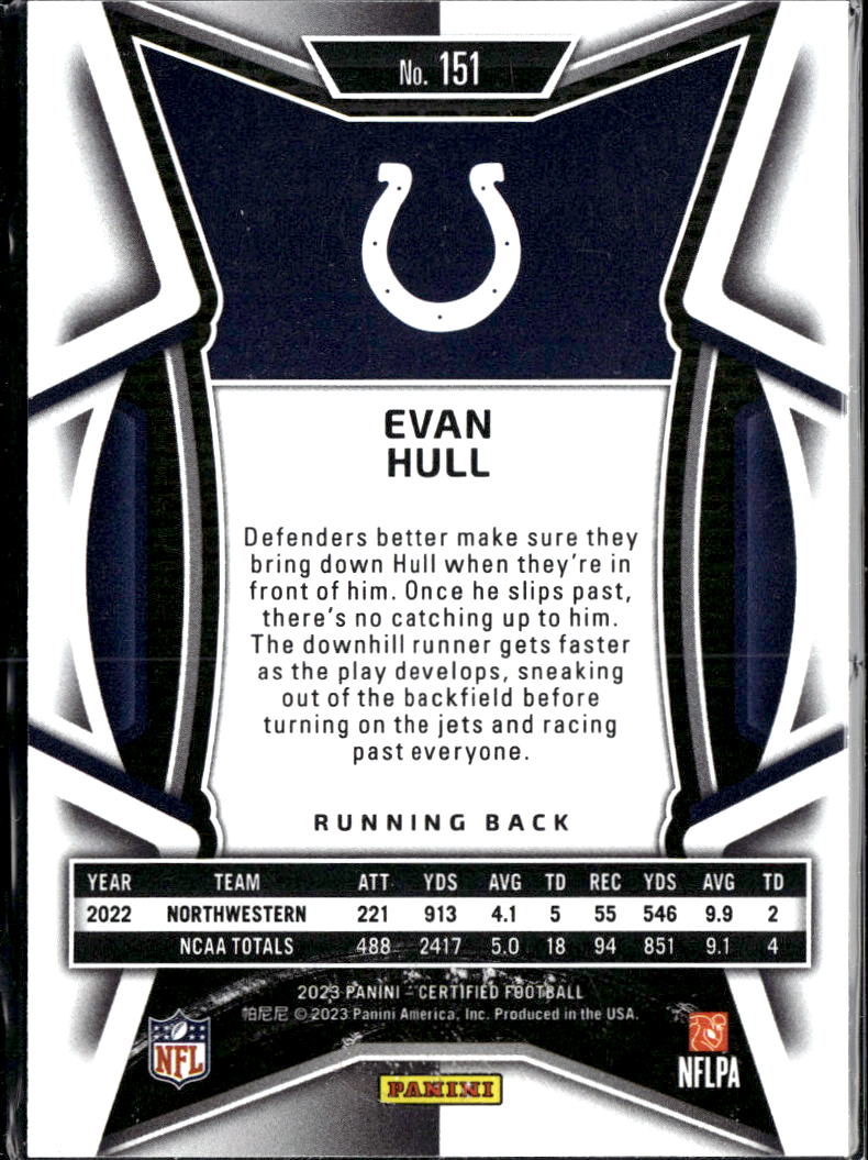 Evan Hull 2023 Certified Red Rookie RC 95/99 Indianapolis Colts