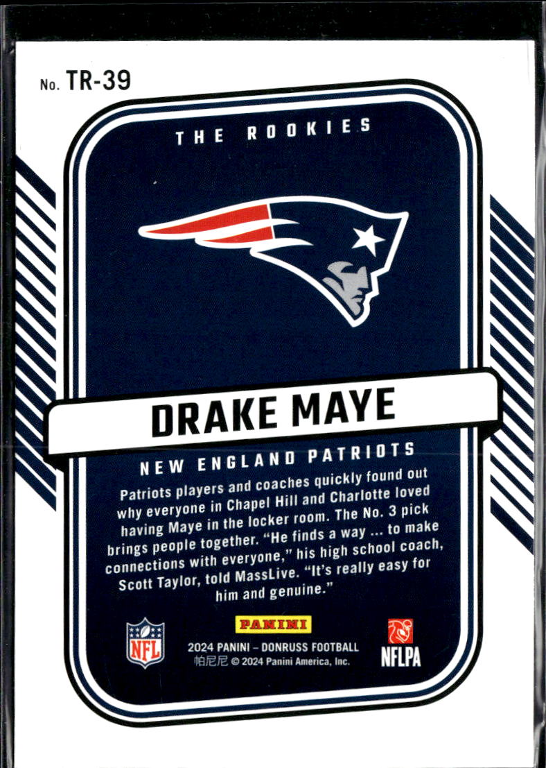 Drake Maye 2024 Donruss The Rookies RC New England Patriots