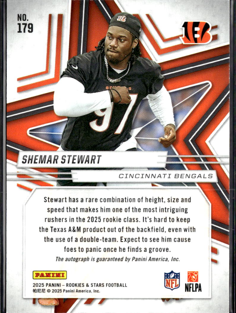 Shemar Stewart 2025 Rookies & Stars Auto Autograph RC /349 Cincinnati Bengals