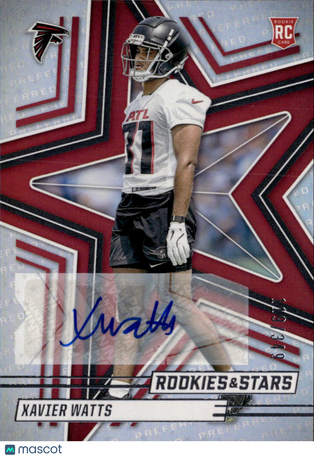 Xavier Watts 2025 Rookies & Stars Auto Autograph RC 119/349 Atlanta Falcons