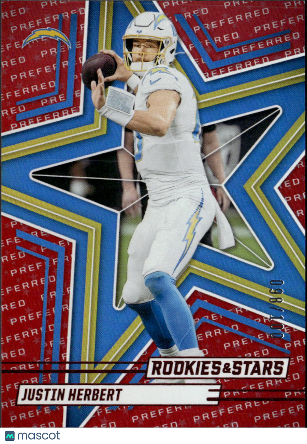 Justin Herbert 2025 Rookies & Stars Red 98/100 Los Angeles Chargers