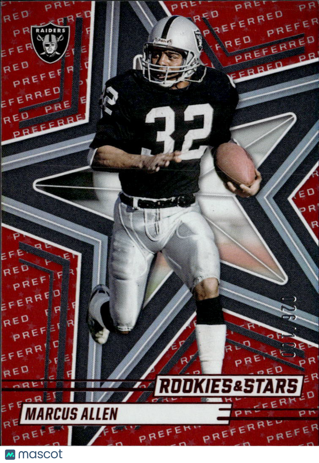 Marcus Allen 2025 Rookies & Stars Preferred Red 26/100 Los Angeles Raiders