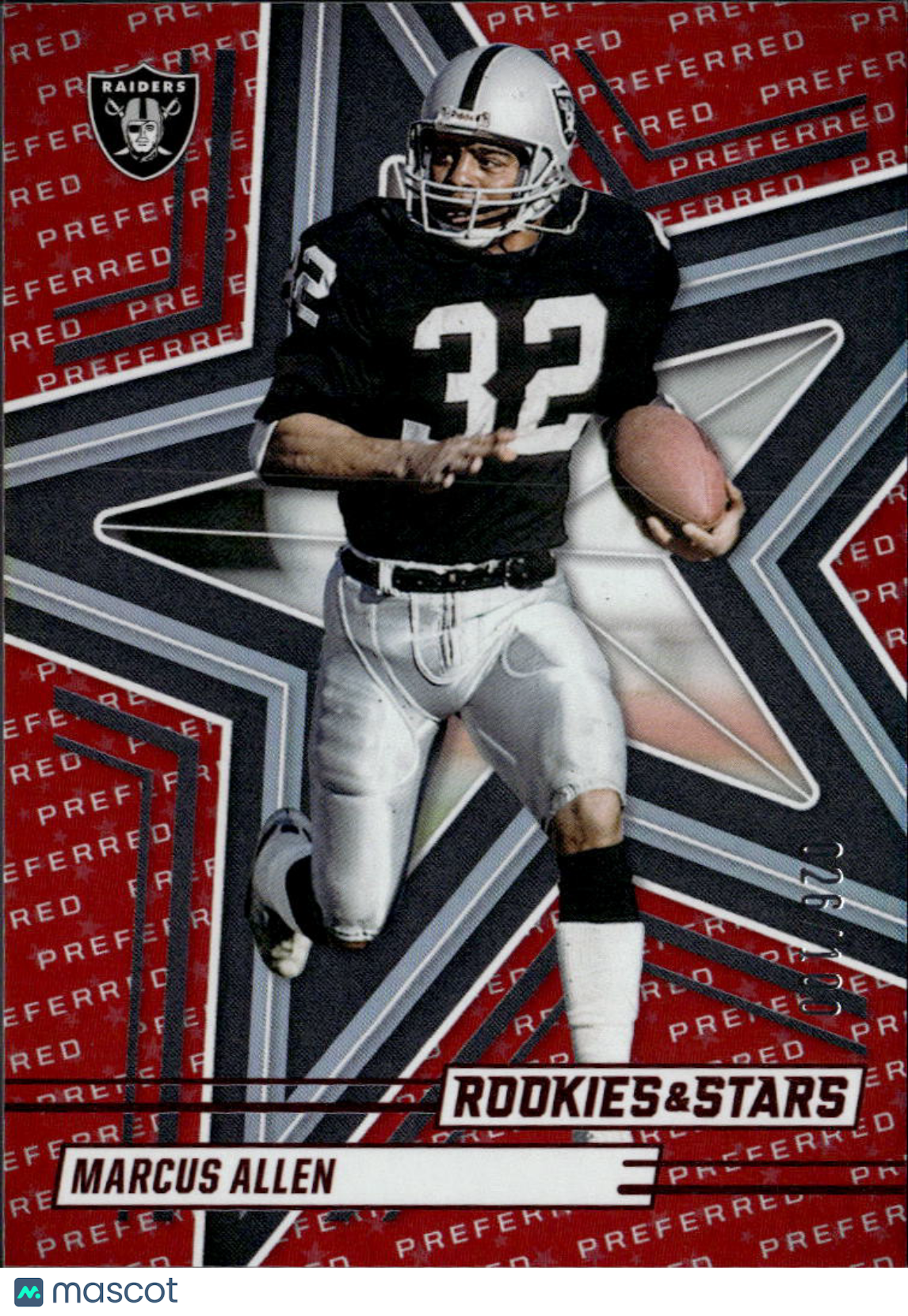 Marcus Allen 2025 Rookies & Stars Preferred Red 26/100 Los Angeles Raiders