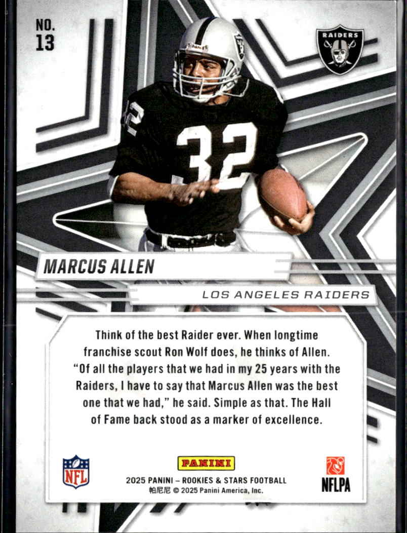 Marcus Allen 2025 Rookies & Stars Preferred Red 26/100 Los Angeles Raiders