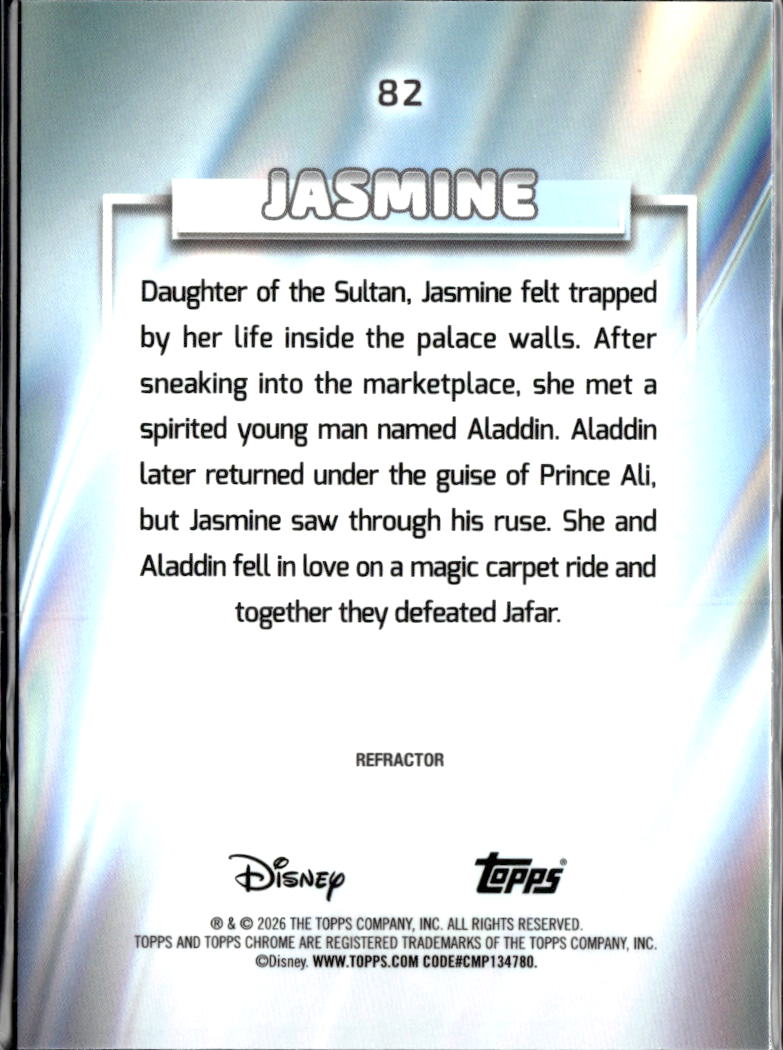 Jasmine 2026 Topps Chrome Disney Refractor #82