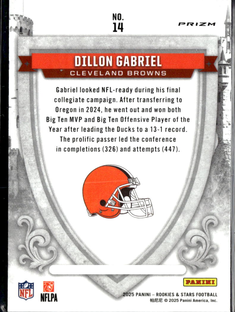 Dillon Gabriel 2025 Rookies & Stars Crusade RC Red Cleveland Browns