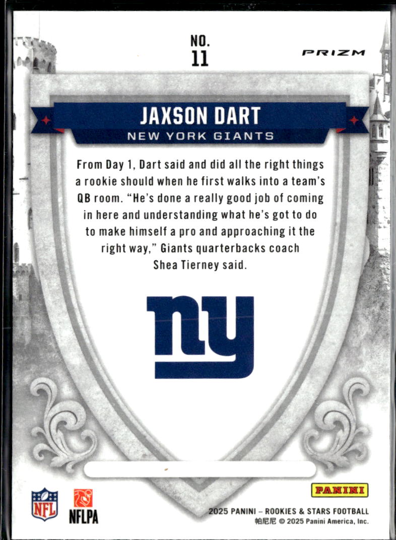 Jaxson Dart 2025 Rookies & Stars Crusade RC Red Prizm New York Giants