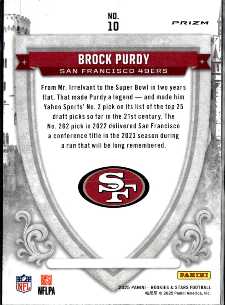 Brock Purdy 2025 Rookies & Stars Crusade Red Prizm San Francisco 49ers