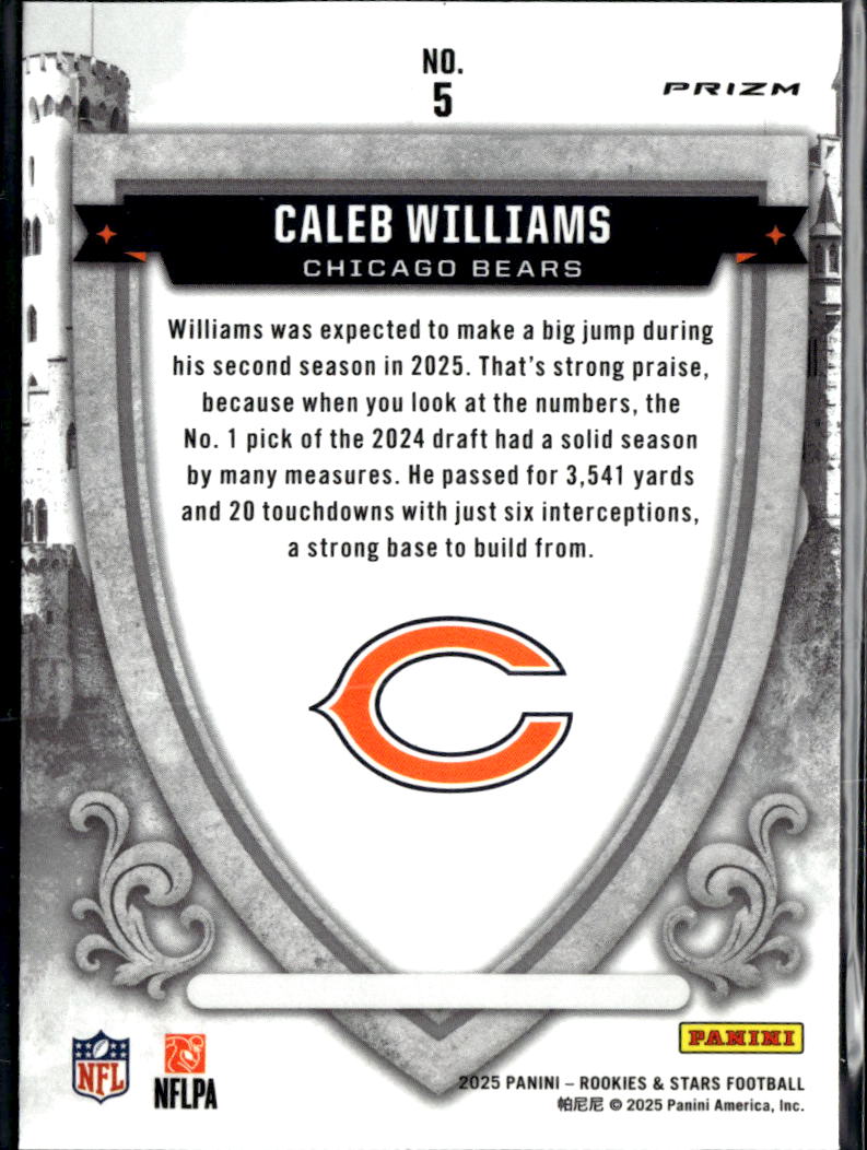 Caleb Williams 2025 Rookies & Stars Crusade Red Prizm Chicago Bears