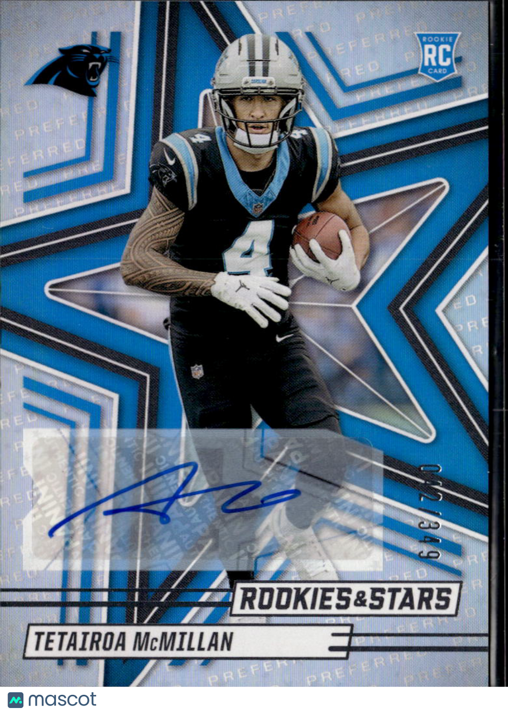 Tetairoa McMillan 2025 Rookies & Stars Auto Autograph RC 42/349 Panthers