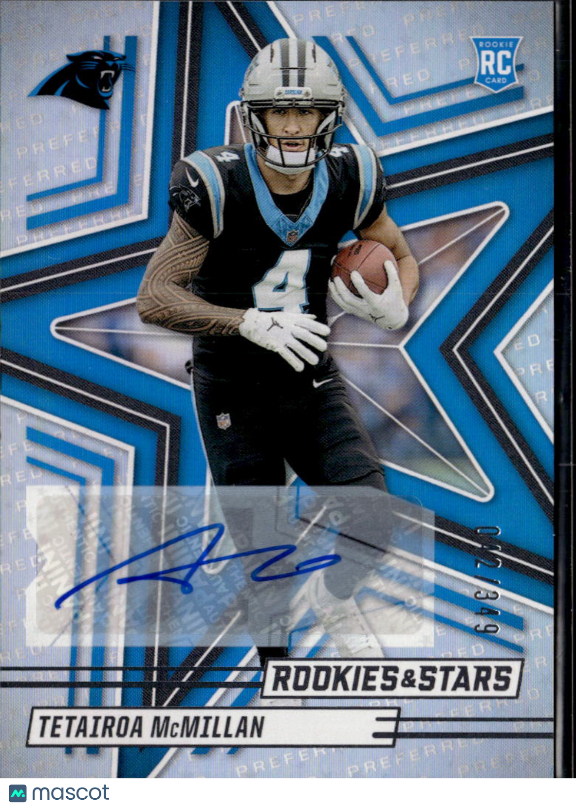 Tetairoa McMillan 2025 Rookies & Stars Auto Autograph RC 42/349 Panthers