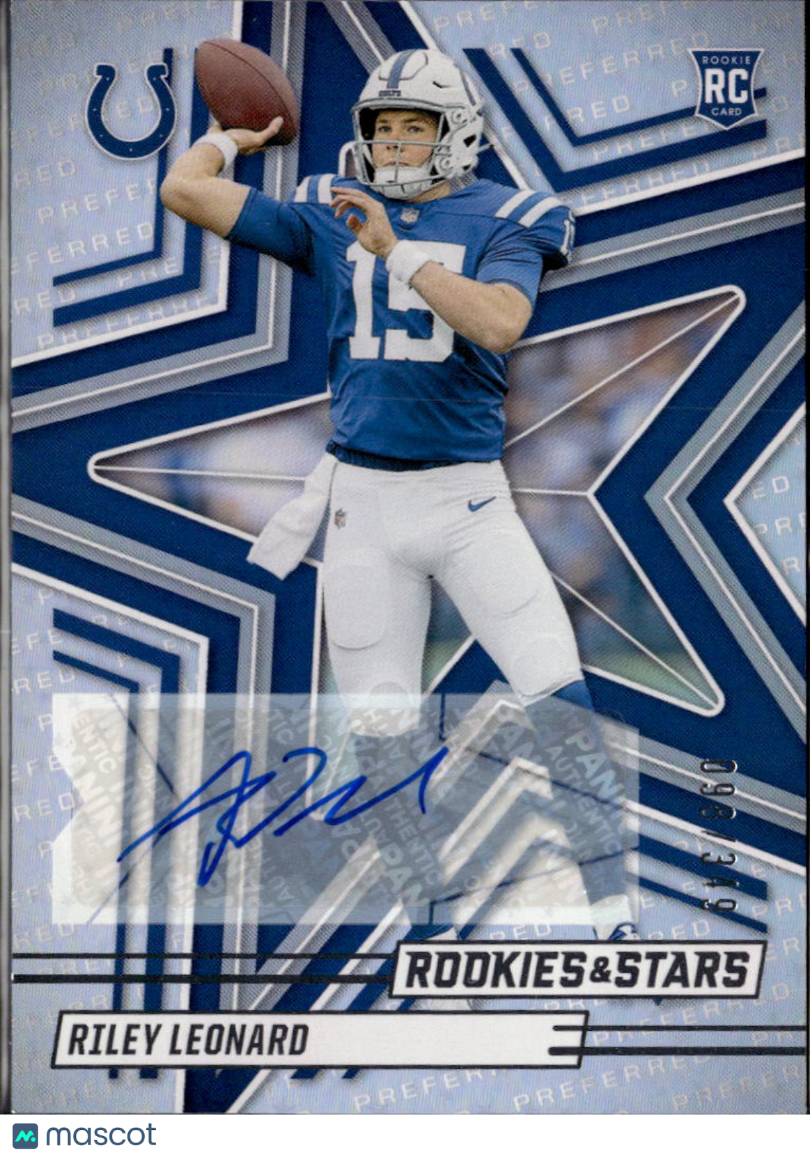 Riley Leonard 2025 Rookies & Stars Auto Autograph RC 98/349 Indianapolis Colts