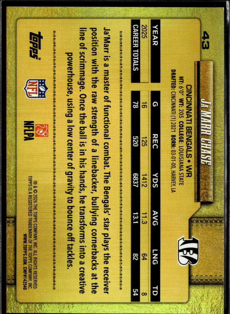 Ja'Marr Chase 2026 Topps Golden Mirror Image Variation SSP Cincinnati Bengals