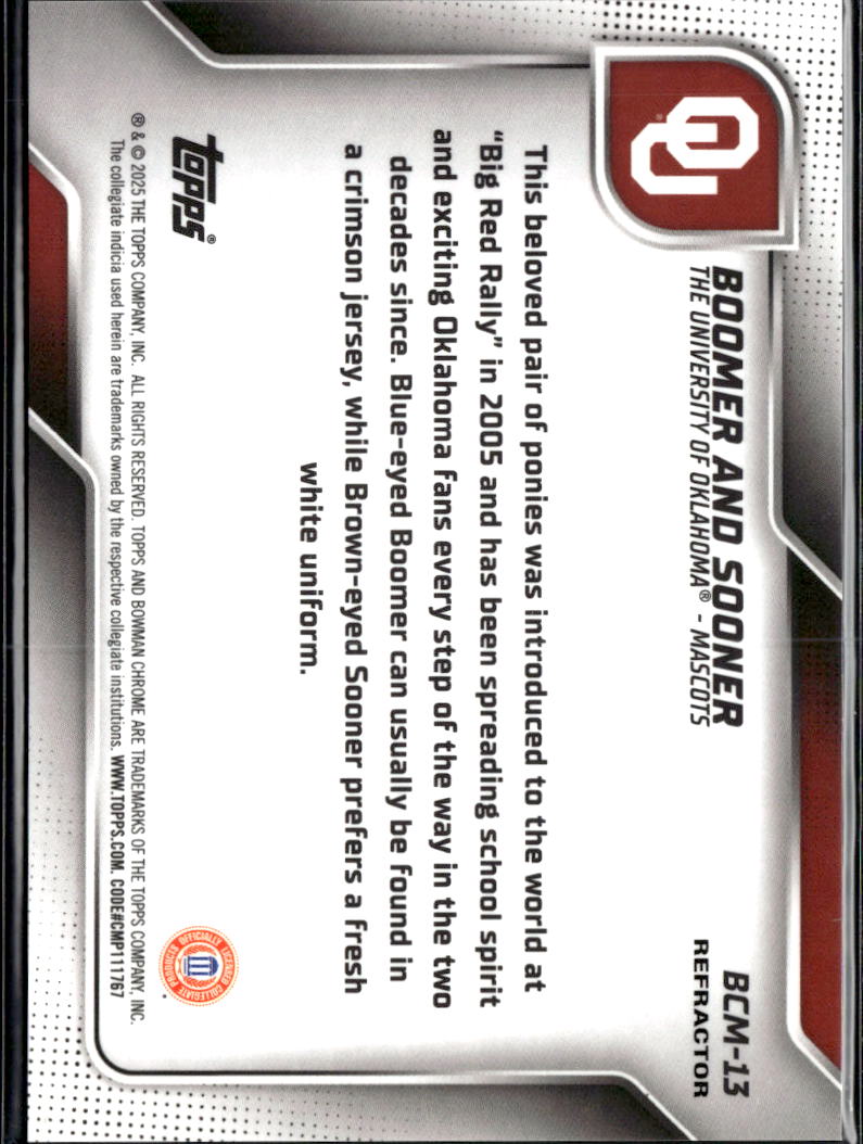 Boomer and Sooner 2025 Bowman Chrome 1st Refractor SSP Oklahoma Sooners