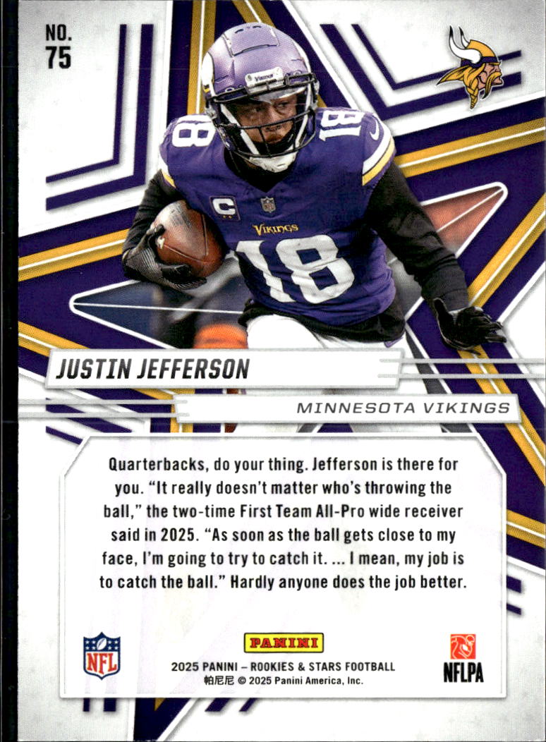 Justin Jefferson 2025 Rookies & Stars Black 1/1 Minnesota Vikings