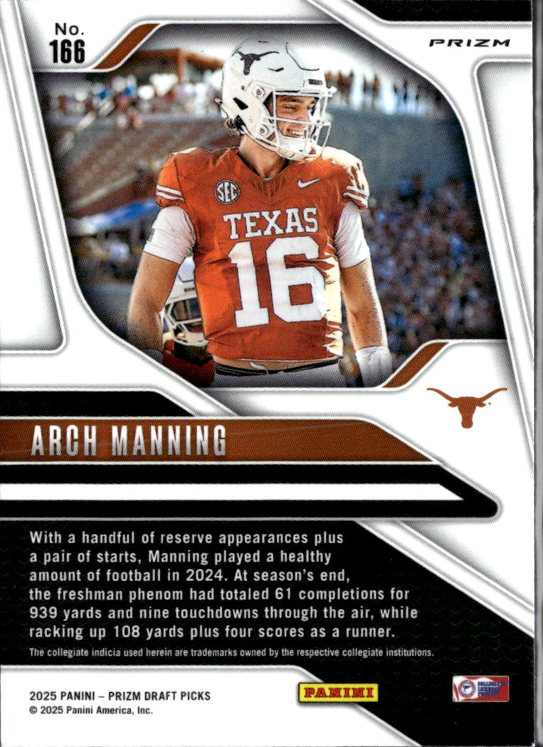 Arch Manning 2025 Panini Prizm Draft Picks Red Ice Rookie RC Texas Longhorns