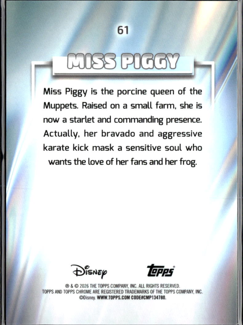Miss Piggy 2026 Topps Chrome Disney White Refractor 17/30 #61