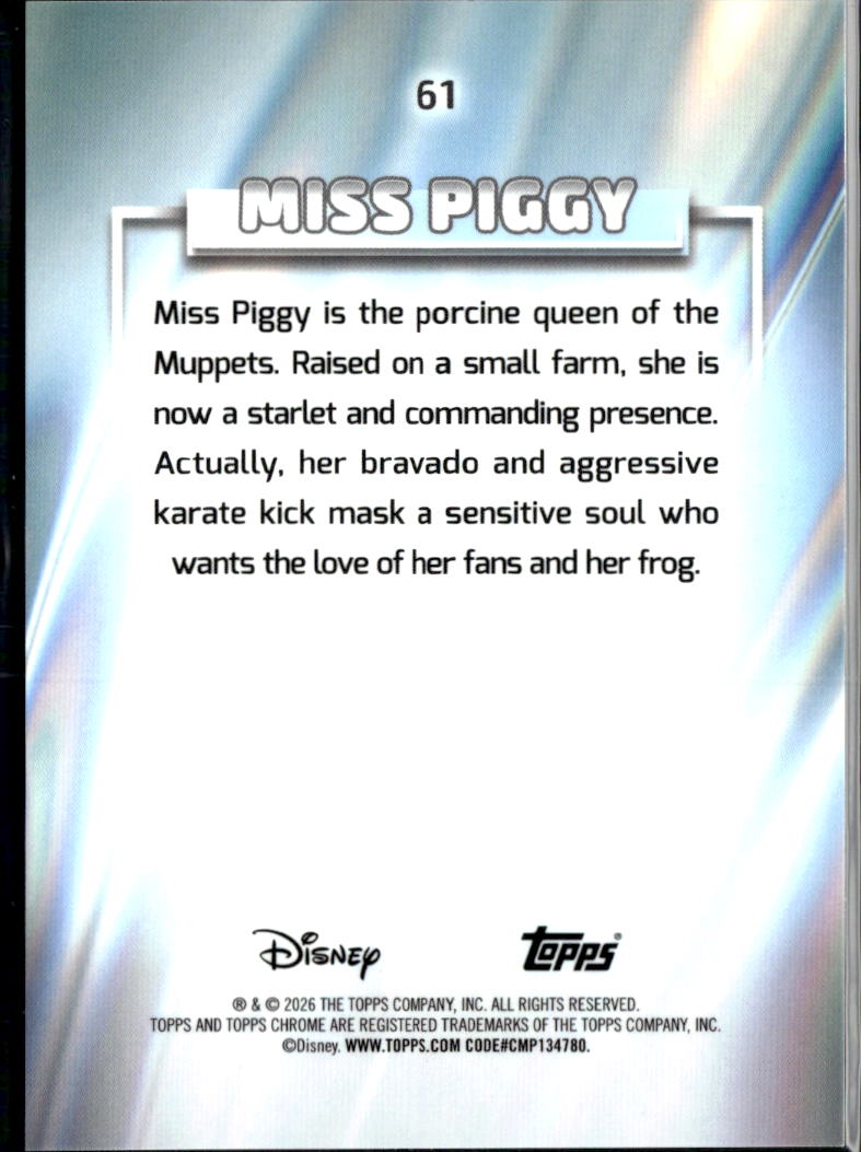 Miss Piggy 2026 Topps Chrome Disney Gold Wave Refractor 24/30 #61
