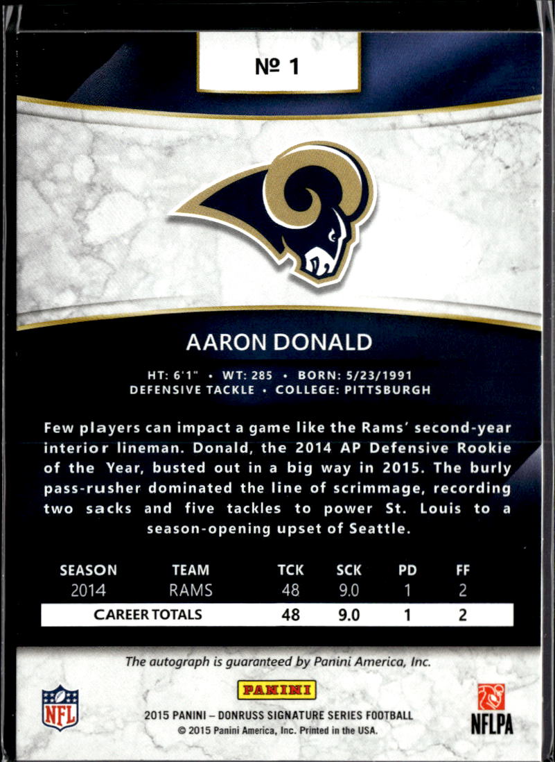 Aaron Donald 2015 Donruss Signature Series Auto Autograph St. Louis Rams