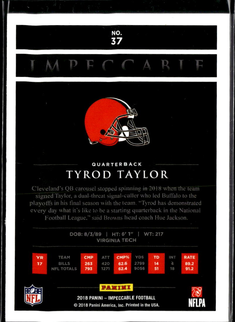 Tyrod Taylor 2018 Impeccable GOLD 3/10 #37 Cleveland Browns