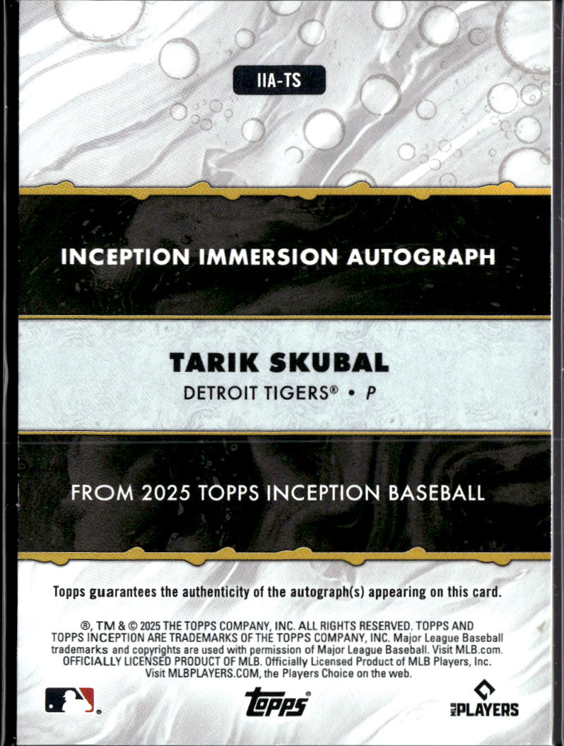 Tarik Skubal 2025 Topps Inception Auto Autograph 79/100 Detroit Tigers